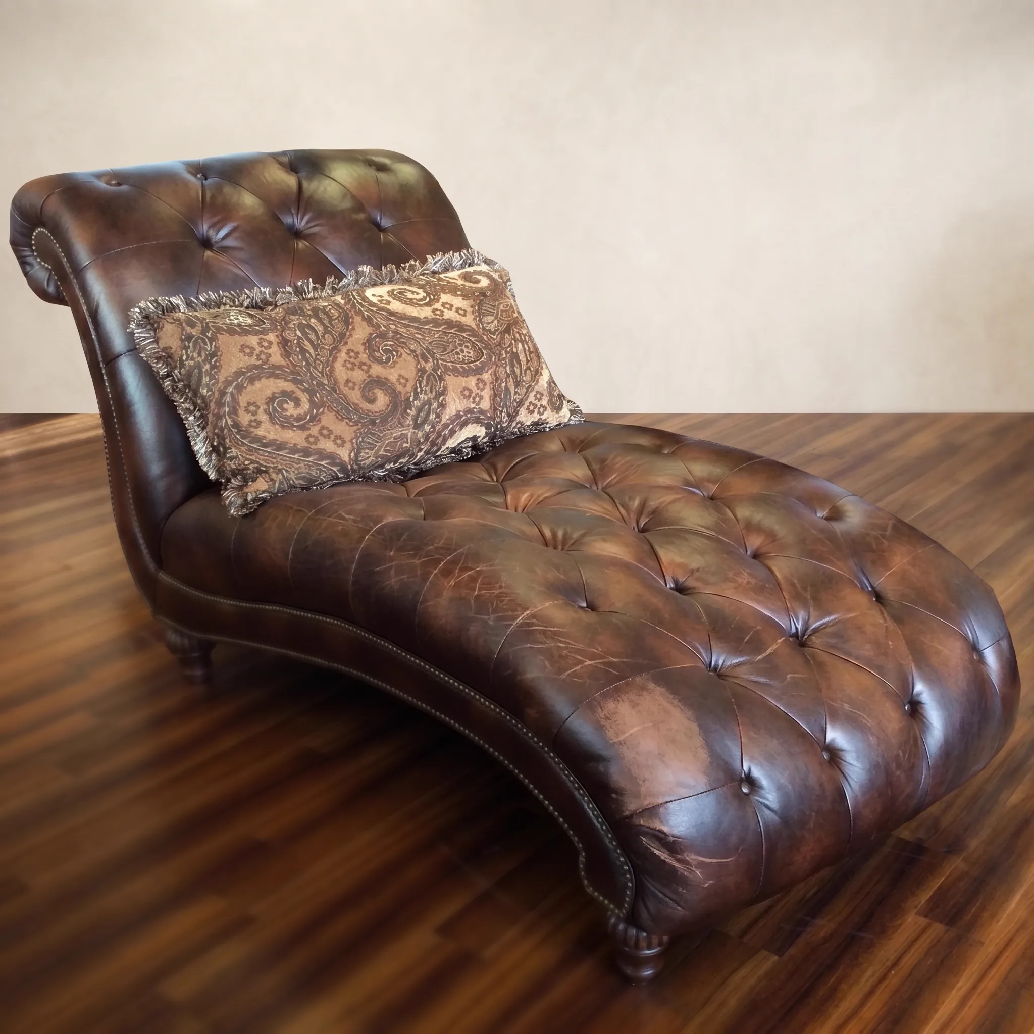 Stained leather sofa before treatment